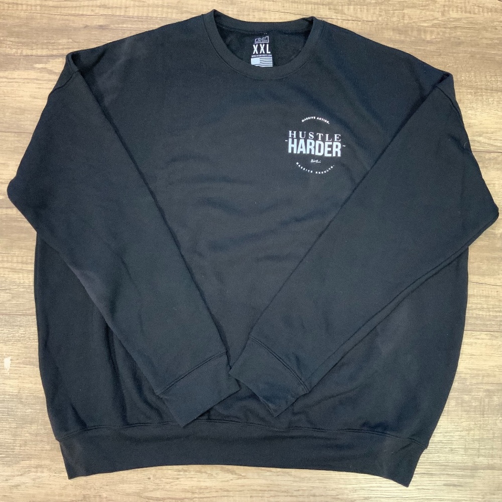 Hustle Harder Crewneck Sweater- Black
